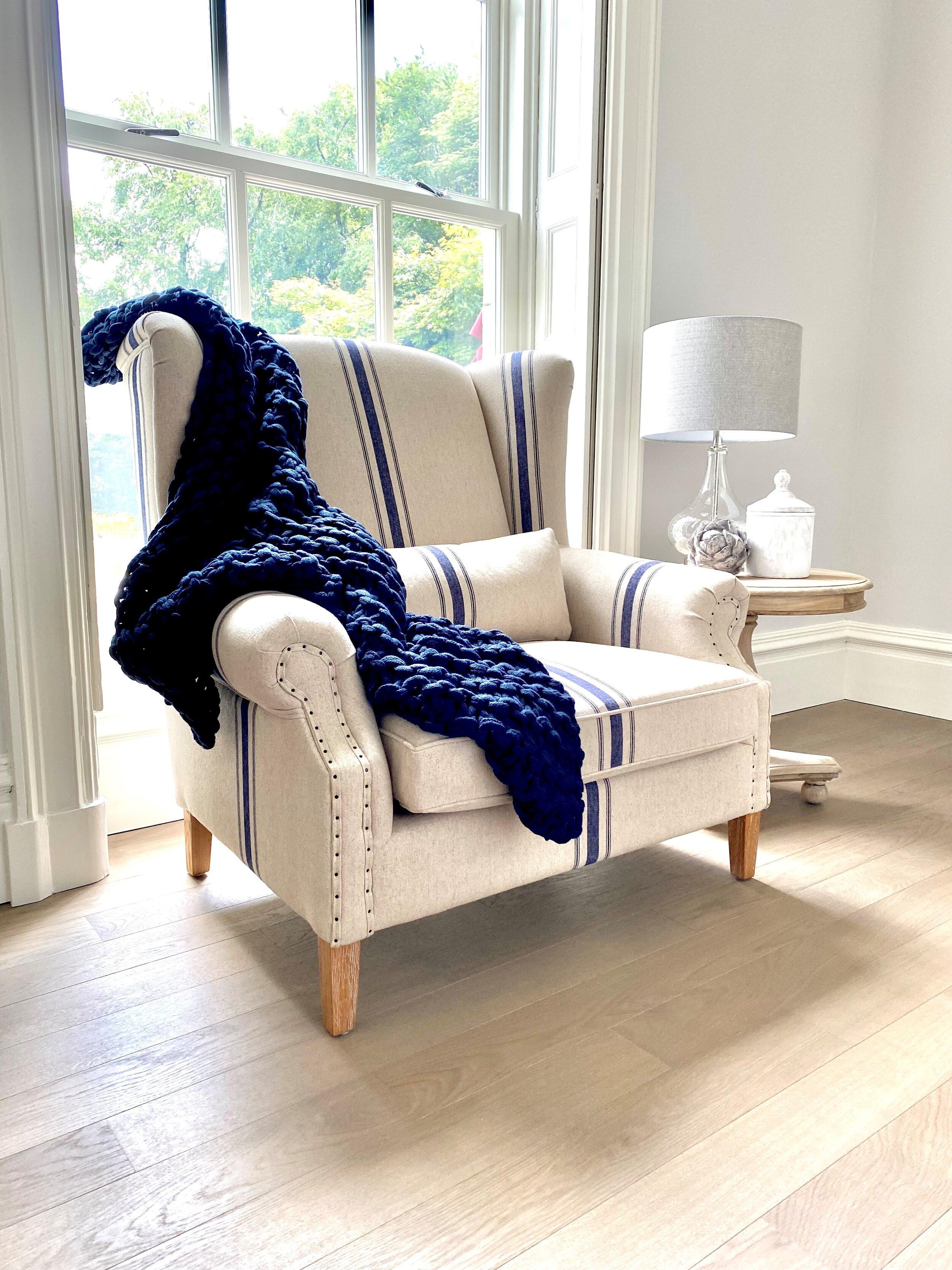 Mosman Linen Chair – Only Left! Grey Stripe Options – Island