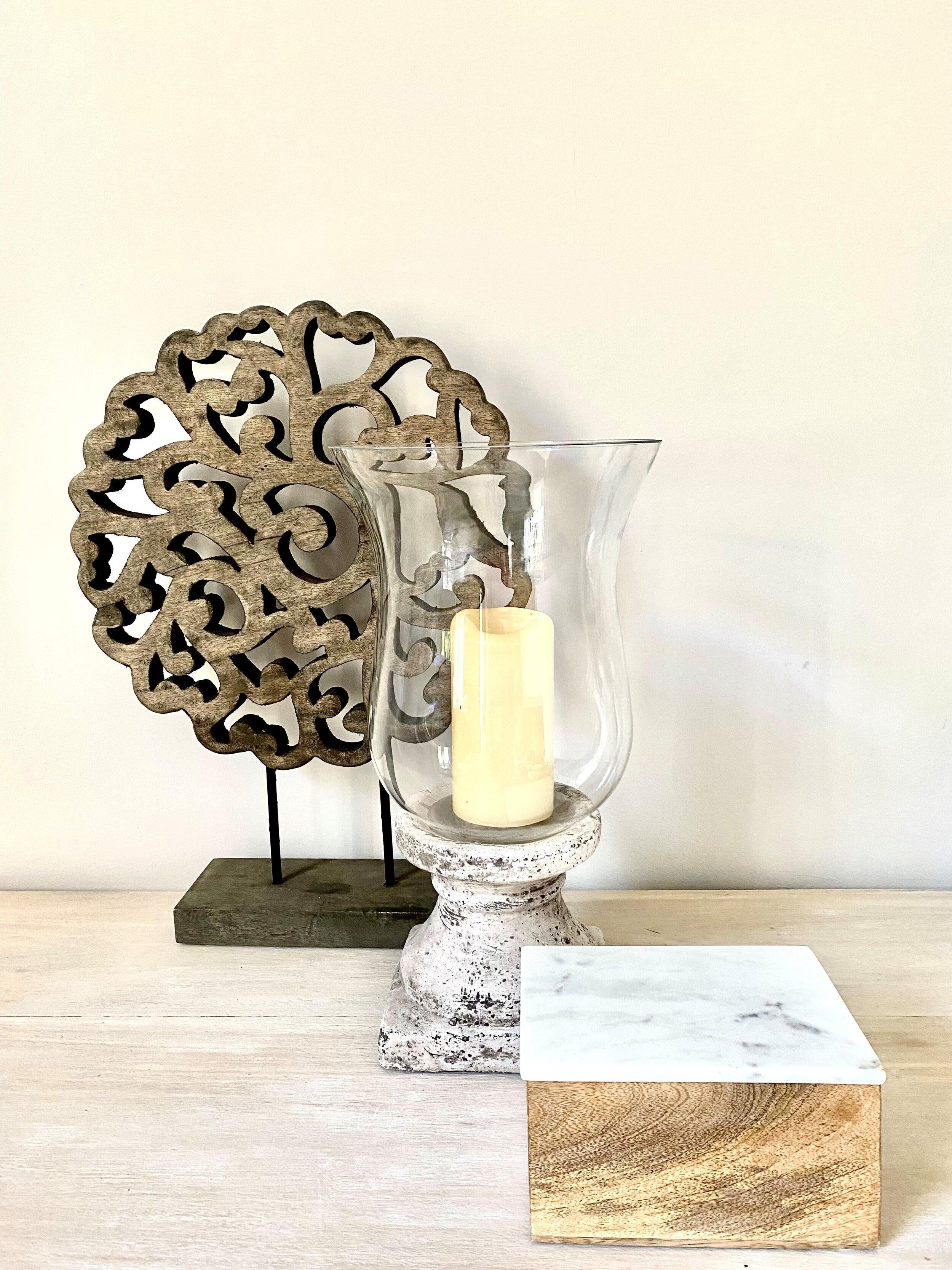 Hayman Stone Hurricane Lamp Large